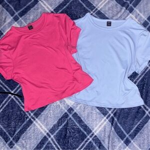 SHEIN Blue and Pink, Short Sleeve Cropped Tees